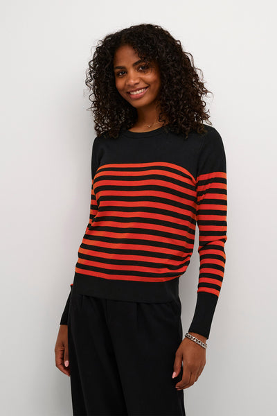 KAlizza Striped Knit Pullover Black / Red Stripe - 10509065 Thumbnail