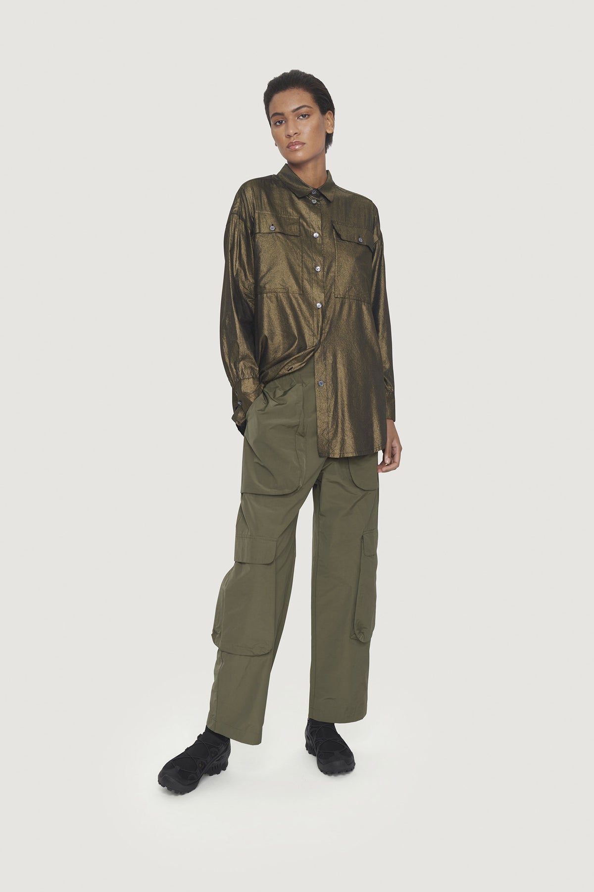 Fukkura poplin lommebukser Deep Forest - 246-2380-4765