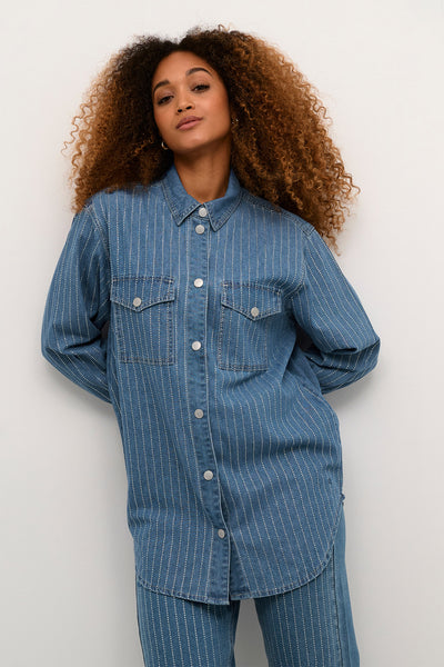 CRSine Shirt Rhinestone Blue Denim - 10612910 Thumbnail