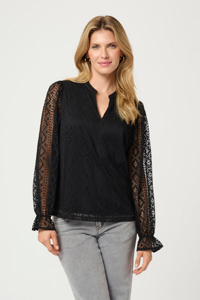 CRDanika LS Lace Blouse Pitch Black - 10613029 Thumbnail
