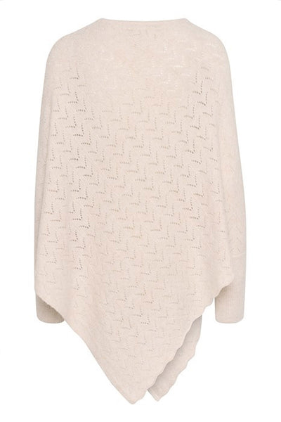 CRHoliday O-neck Knit Poncho Oat melange - 10613709 Thumbnail