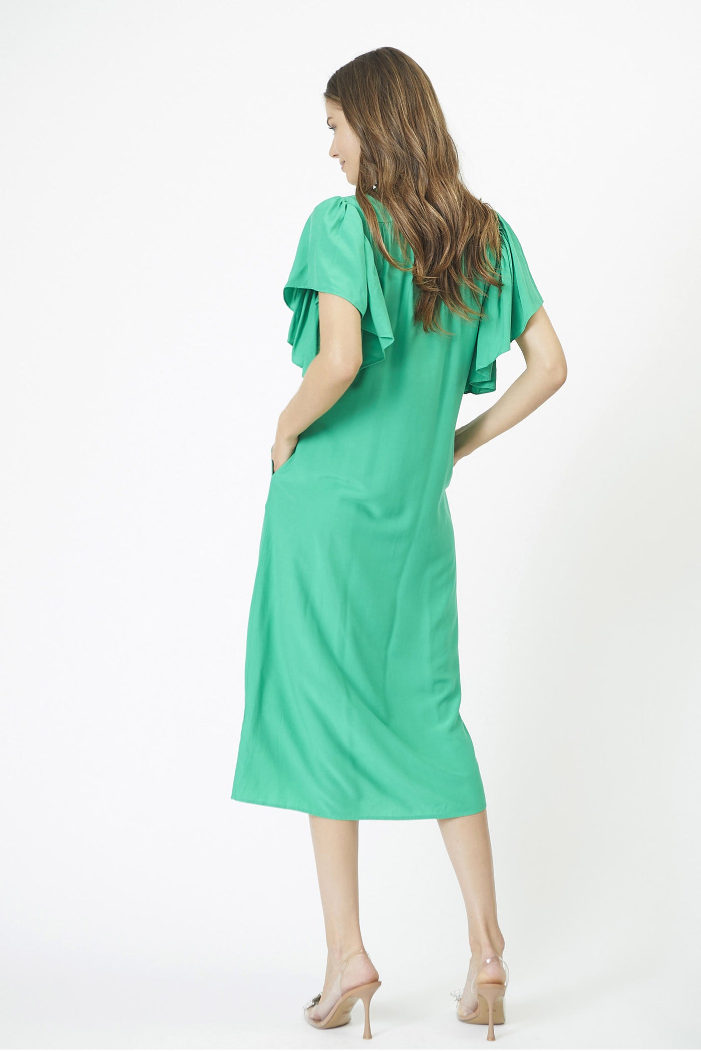 SunriseCC SS Frill Dress 34-Green - 36422