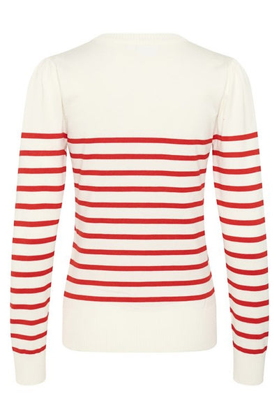 MilaSZ LS Striped Pullover Ice and f. scarlet stripe - 30513771 Thumbnail