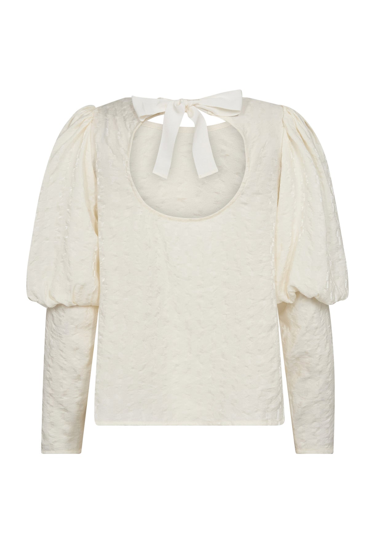 SheilaCC Bow LS Blouse 11-Off white - 35624