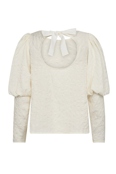 SheilaCC Bow LS Blouse 11-Off white - 35624 Thumbnail
