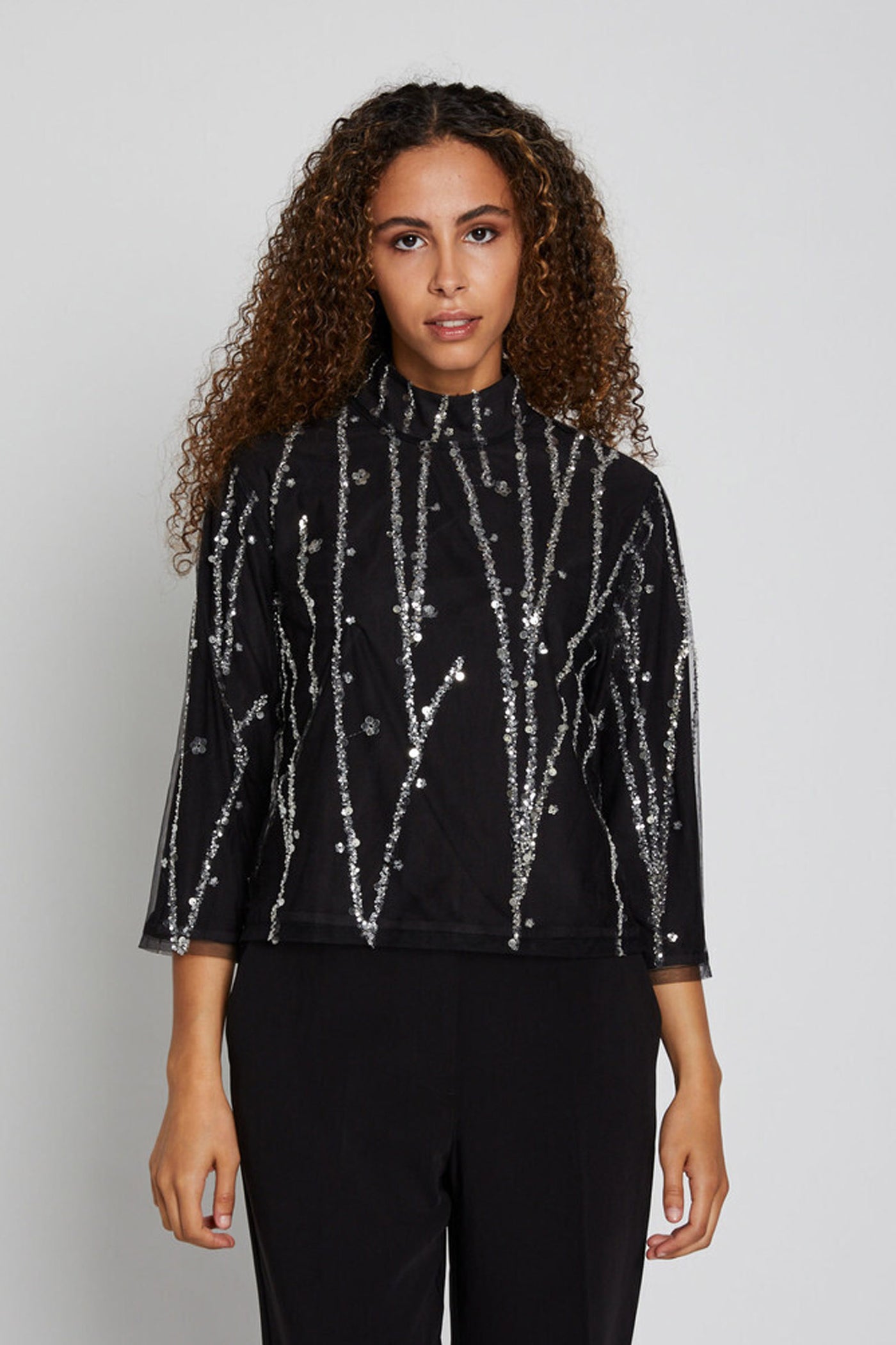 DaffiBBIgnaras blouse Black w silver - BBW4157