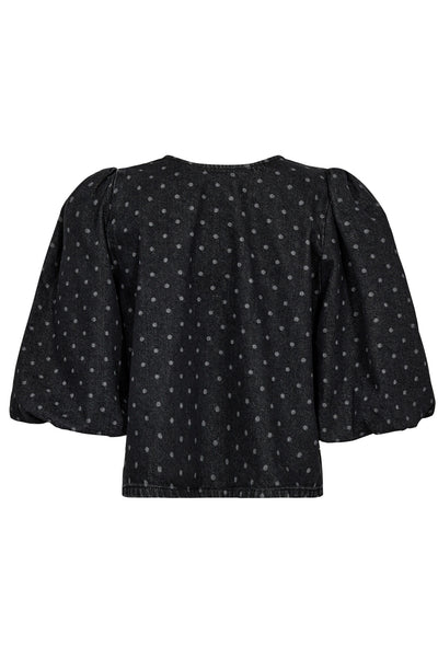 BlackCC Dot Bow Blouse 96-Black - 35631 Thumbnail