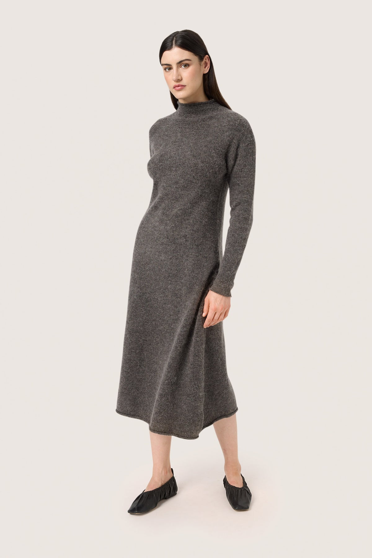 SLMiya Long Dress Dark Gull Gray Melange - 30407765