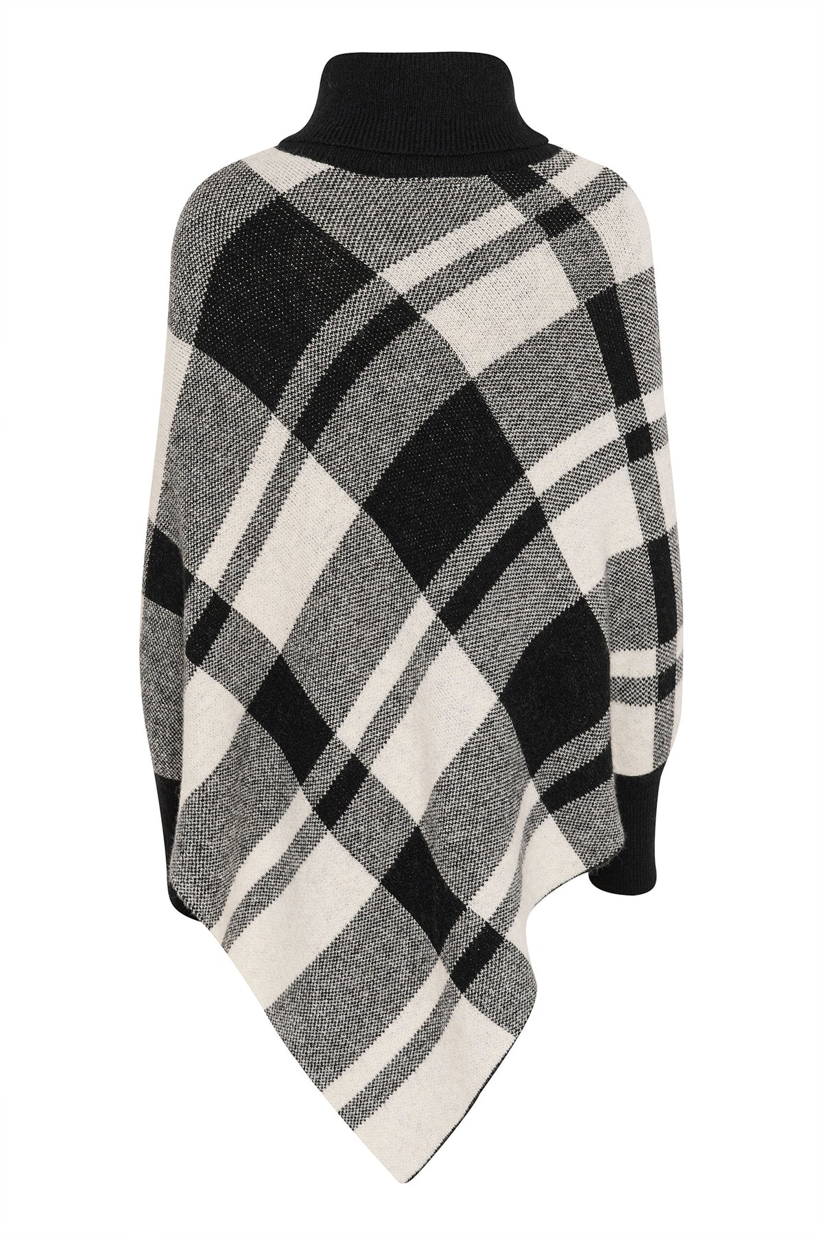 CRLivia Knit Poncho Black White Check - 10613539