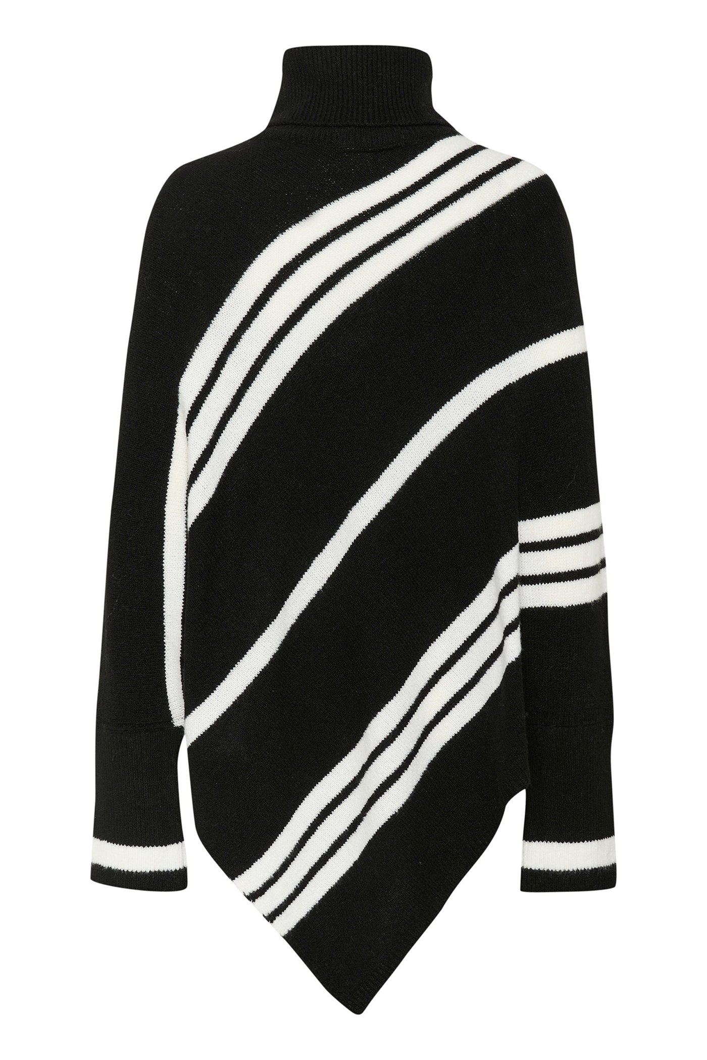 CRKuma Turtelneck Poncho Black Eggnog Stripes - 10613574