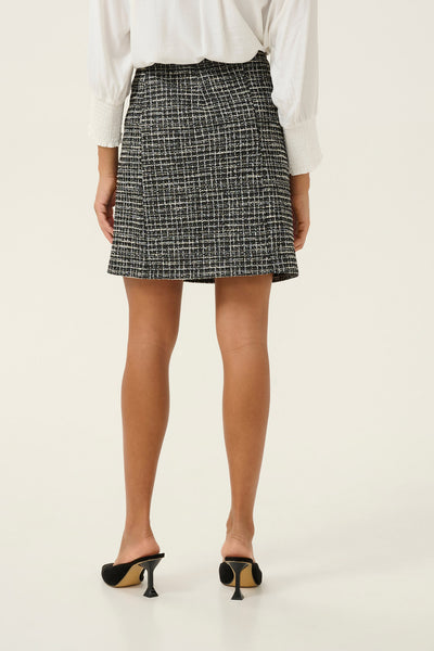 CRMillie Skirt Black White Boucle Check - 10613731 Thumbnail