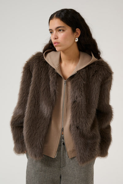 KBSerenity Fur Jacket Chocolate Chip - 10105337 Thumbnail