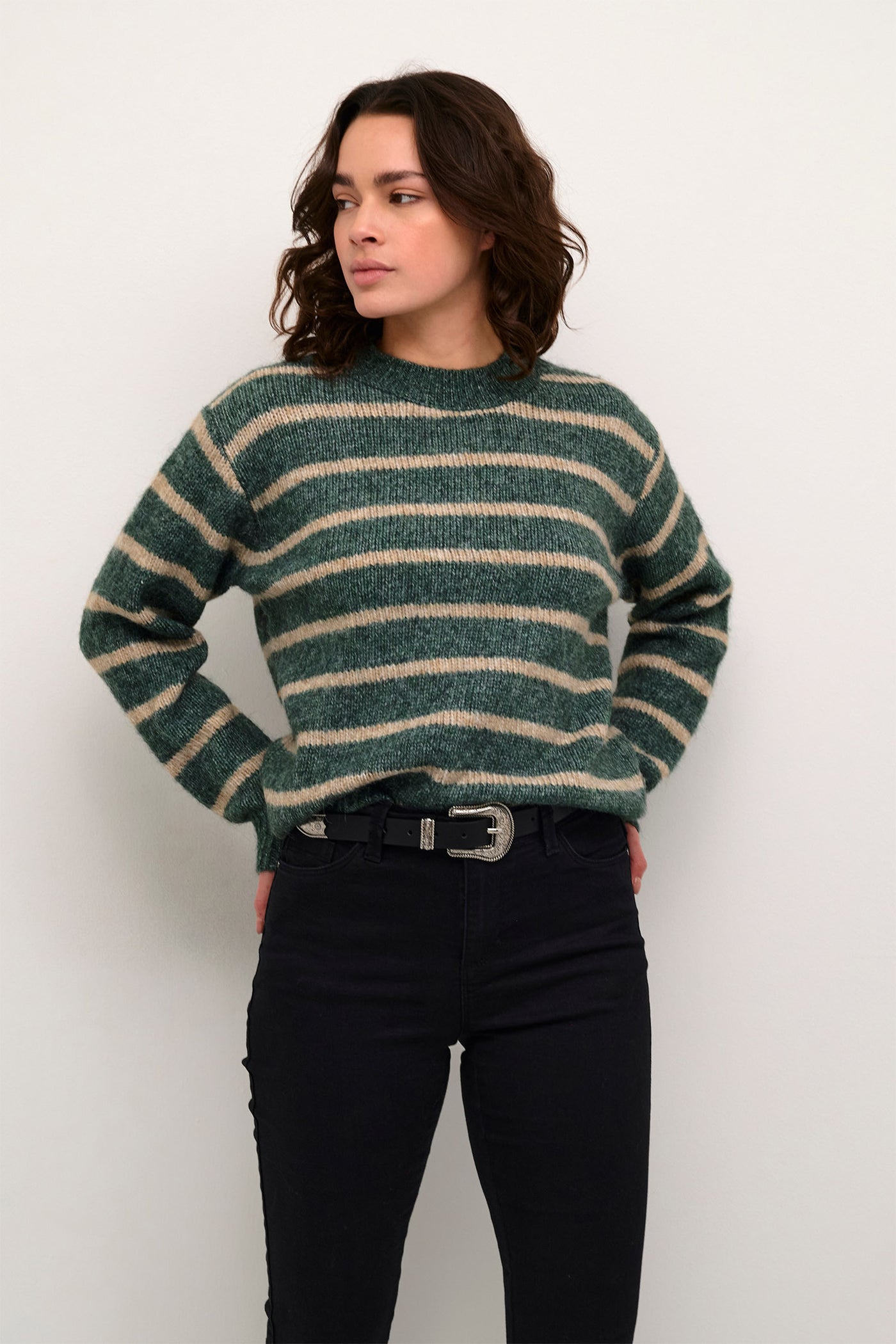 KAtrina Striped Pullover Green mel. / feather gray mel. - 10509257