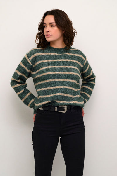 KAtrina Striped Pullover Green mel. / feather gray mel. - 10509257 Thumbnail