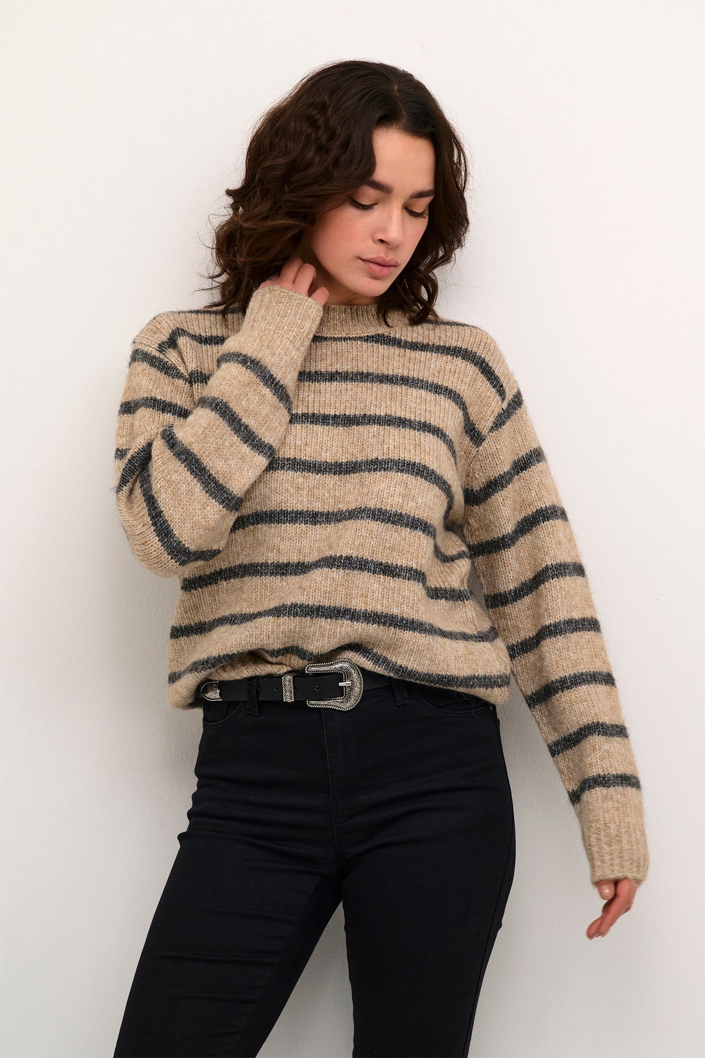 KAtrina Striped Pullover Feather gray melange stripe - 10509257