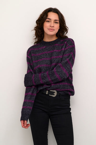 KAtrina Striped Pullover Purple mel./ Violet mel. - 10509257 Thumbnail
