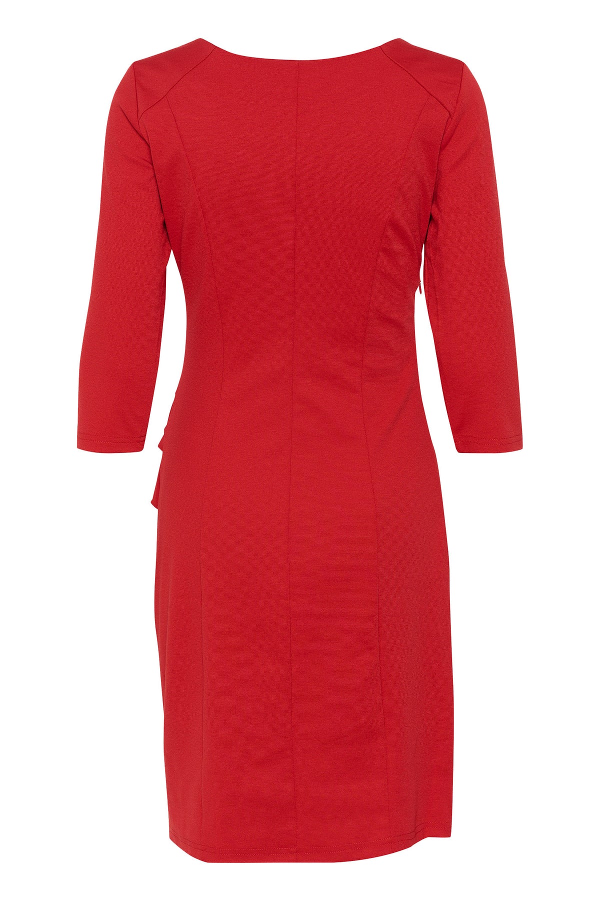 KAindia V-neck 3/4 SL Dress Haute Red - 10509356