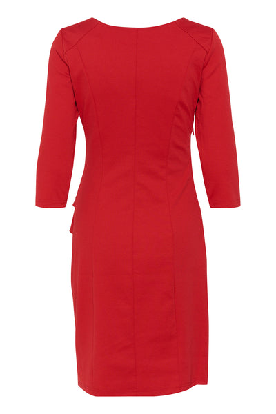 KAindia V-neck 3/4 SL Dress Haute Red - 10509356 Thumbnail