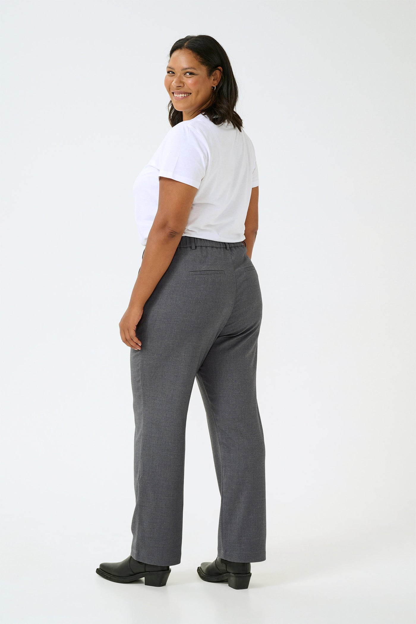 KCmerla Straight Pants Dark grey melange - 10582712