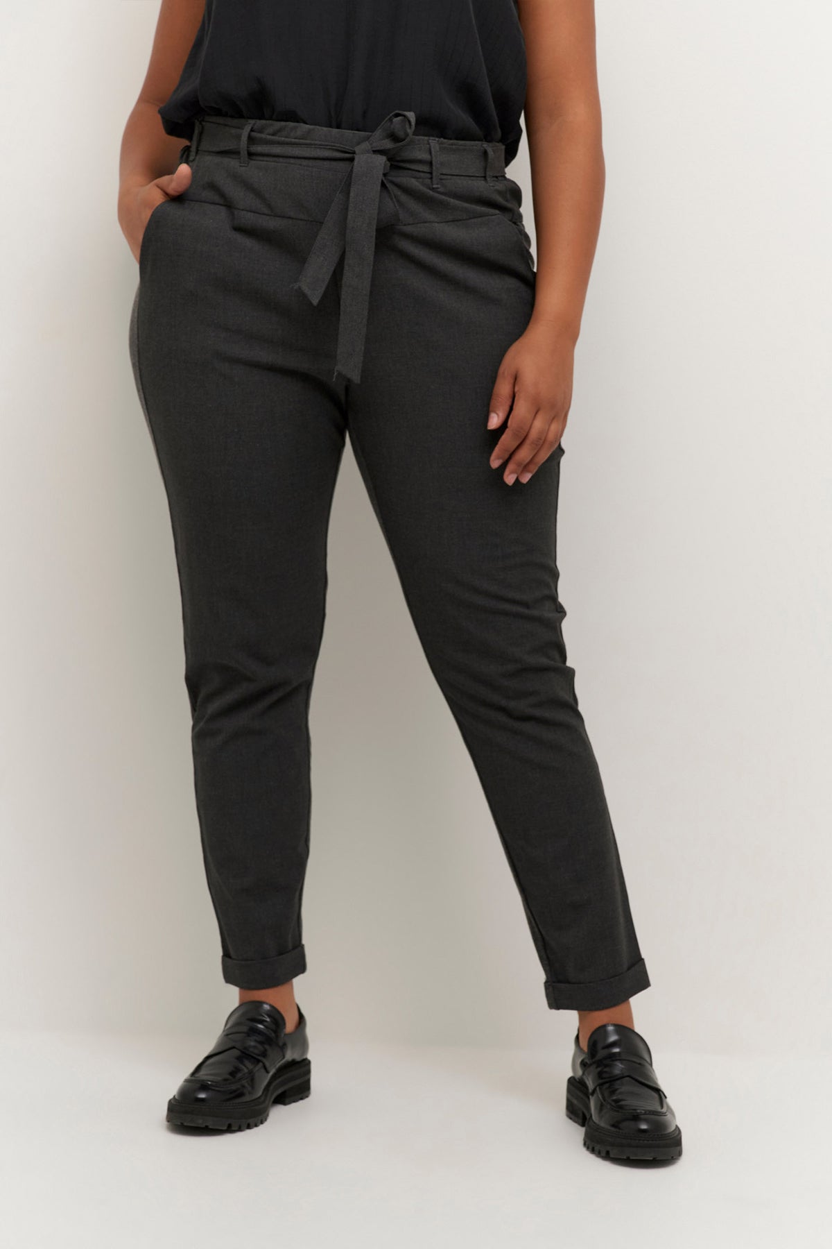 KCjia Belt Pants Dark grey melange - 10580008