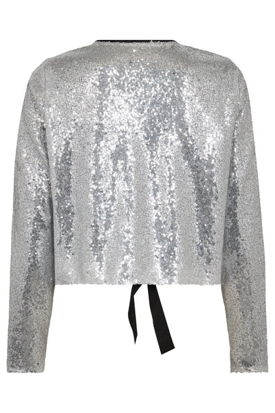 StevieCC Sequin LS Bow Blouse 930-Silver - 35676 Thumbnail