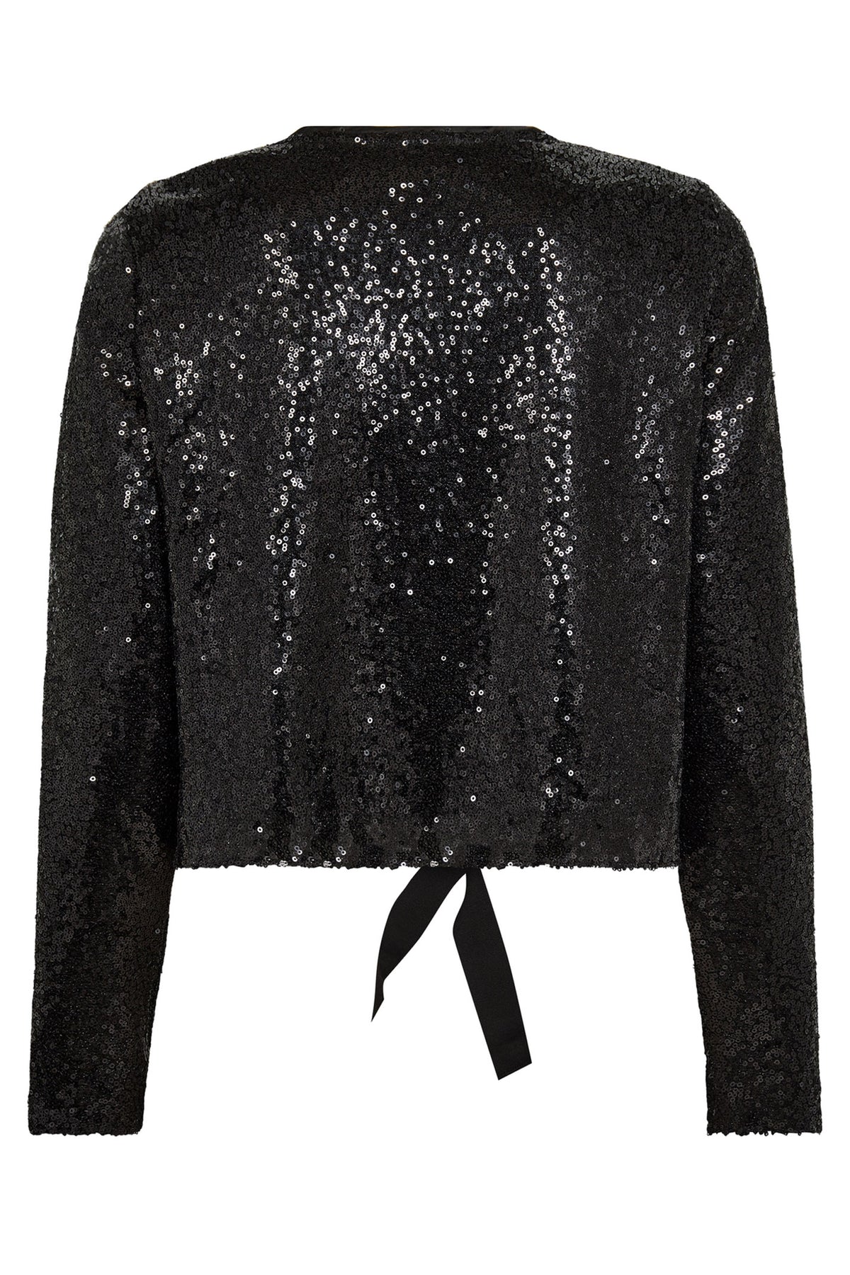 StevieCC Sequin LS Bow Blouse 96-Black - 35676