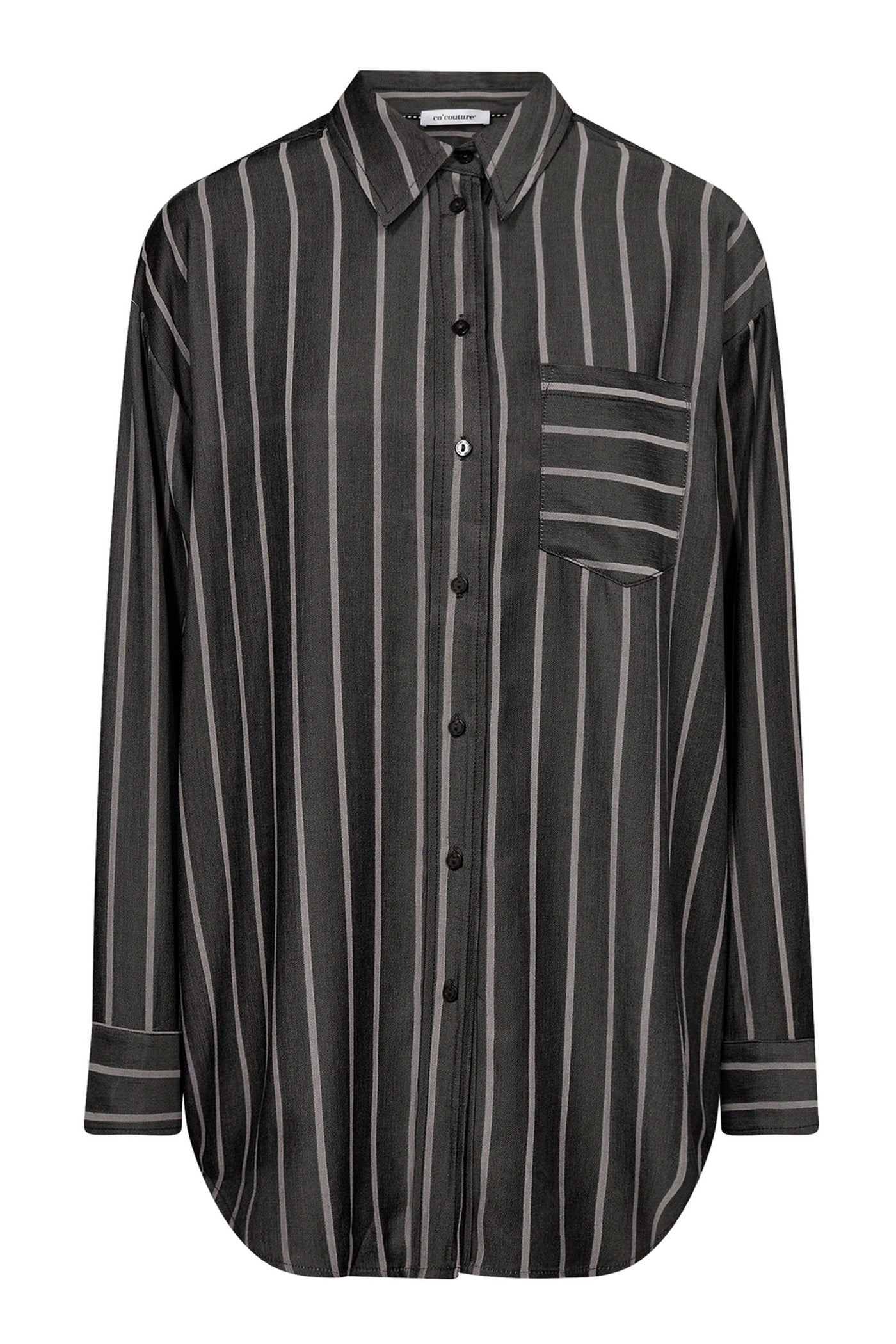SueCC Stripe Oversize Shirt 96-Black - 35696