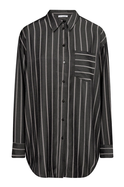 SueCC Stripe Oversize Shirt 96-Black - 35696 Thumbnail