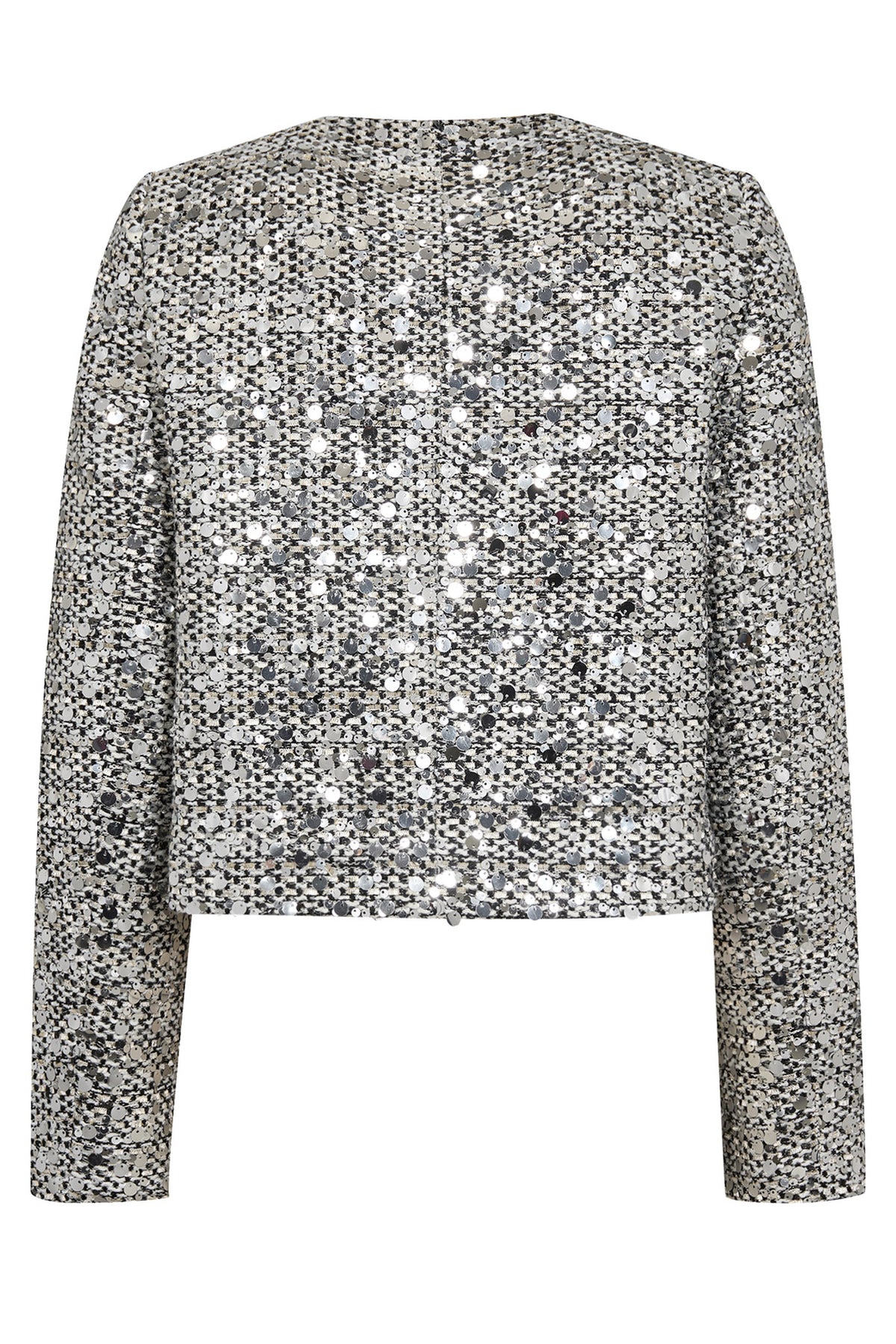 BoucleCC Sequin CocktailJacket 40096-WhiteBlack - 30257
