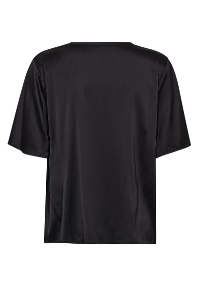 MMEvie V-Neck Satin Blouse Black - 169330 Thumbnail