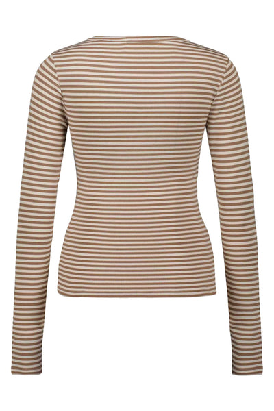 PETRICIASW STRIPE T-SHIRT LONG 7120 Beige Striped - SNOS433 Thumbnail