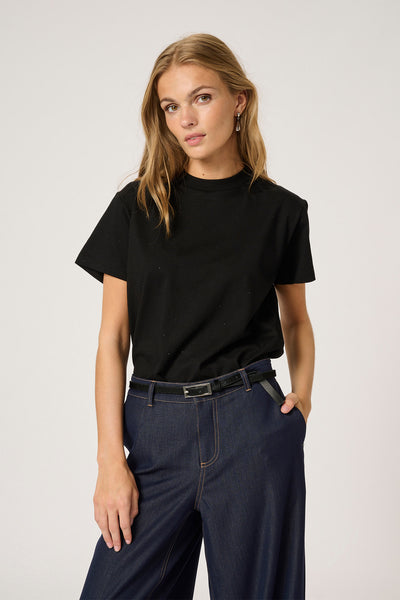HanneMW Rhinestone Tee Black - 10704934 Thumbnail