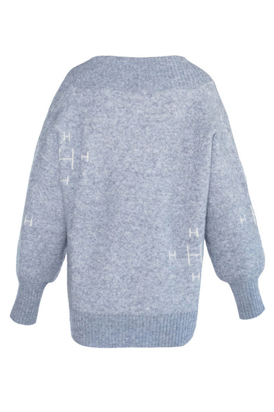 FAM V-neck Sweater 4003 Faded Denim - 2510120191 Thumbnail