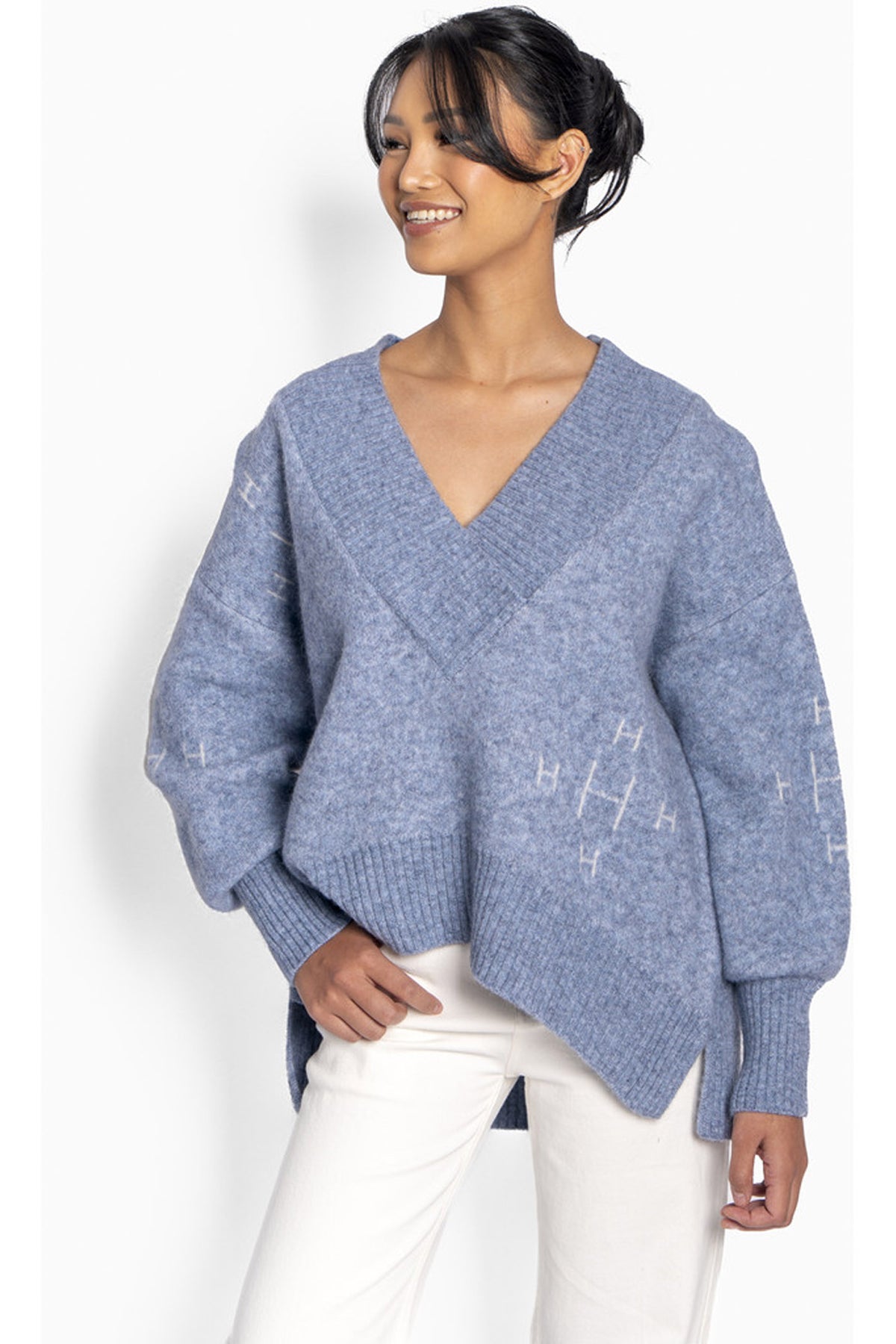 FAM V-neck Sweater 4003 Faded Denim - 2510120191