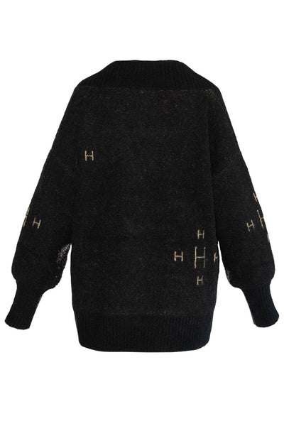 FAM V-neck Sweater 9000 Jet Black - 2510120191 Thumbnail
