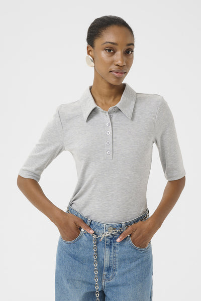 GZdrew polo mel top Grey M‚lange - 10910685 Thumbnail