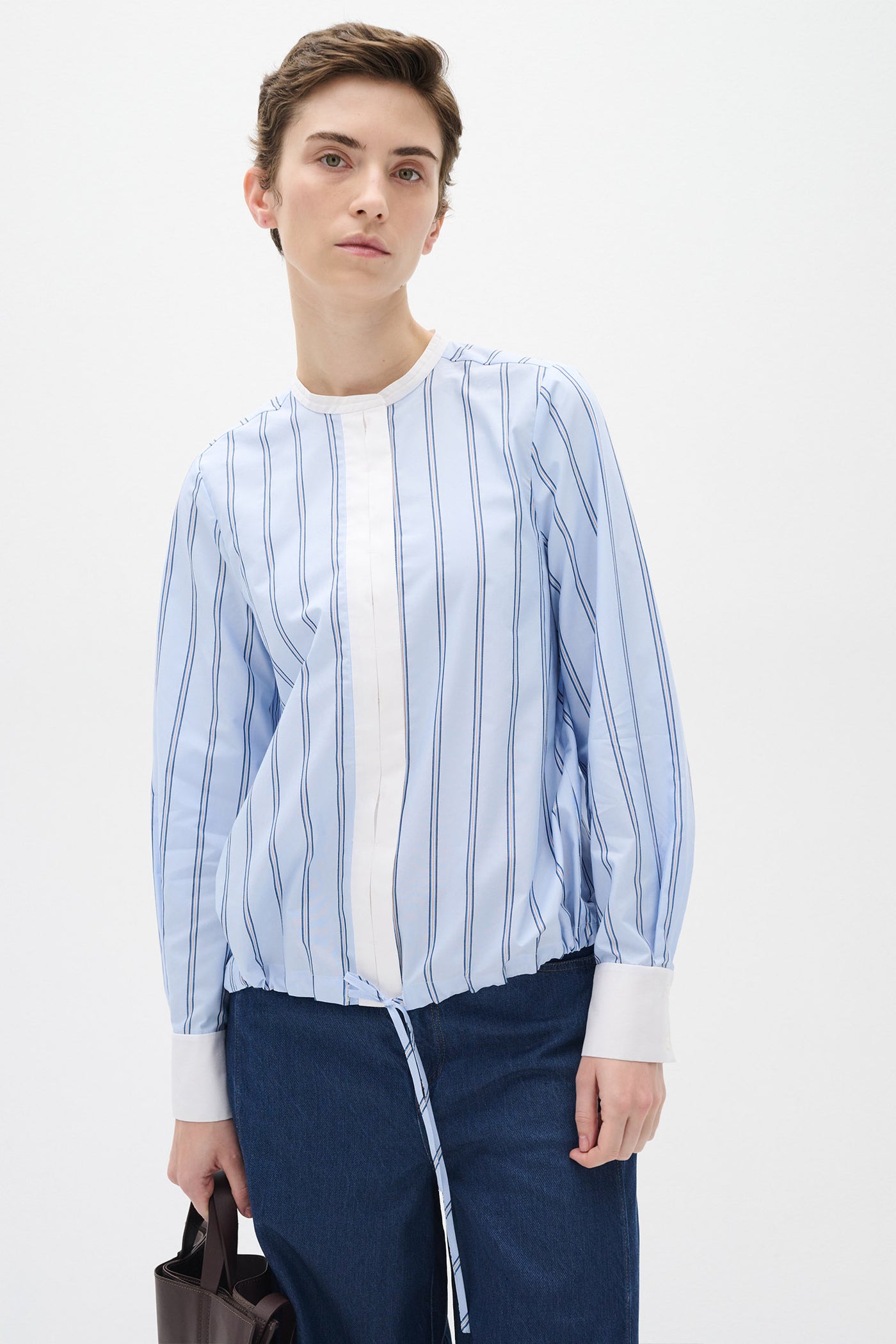MyleeIW Drawstring Shirt Aqua Blue