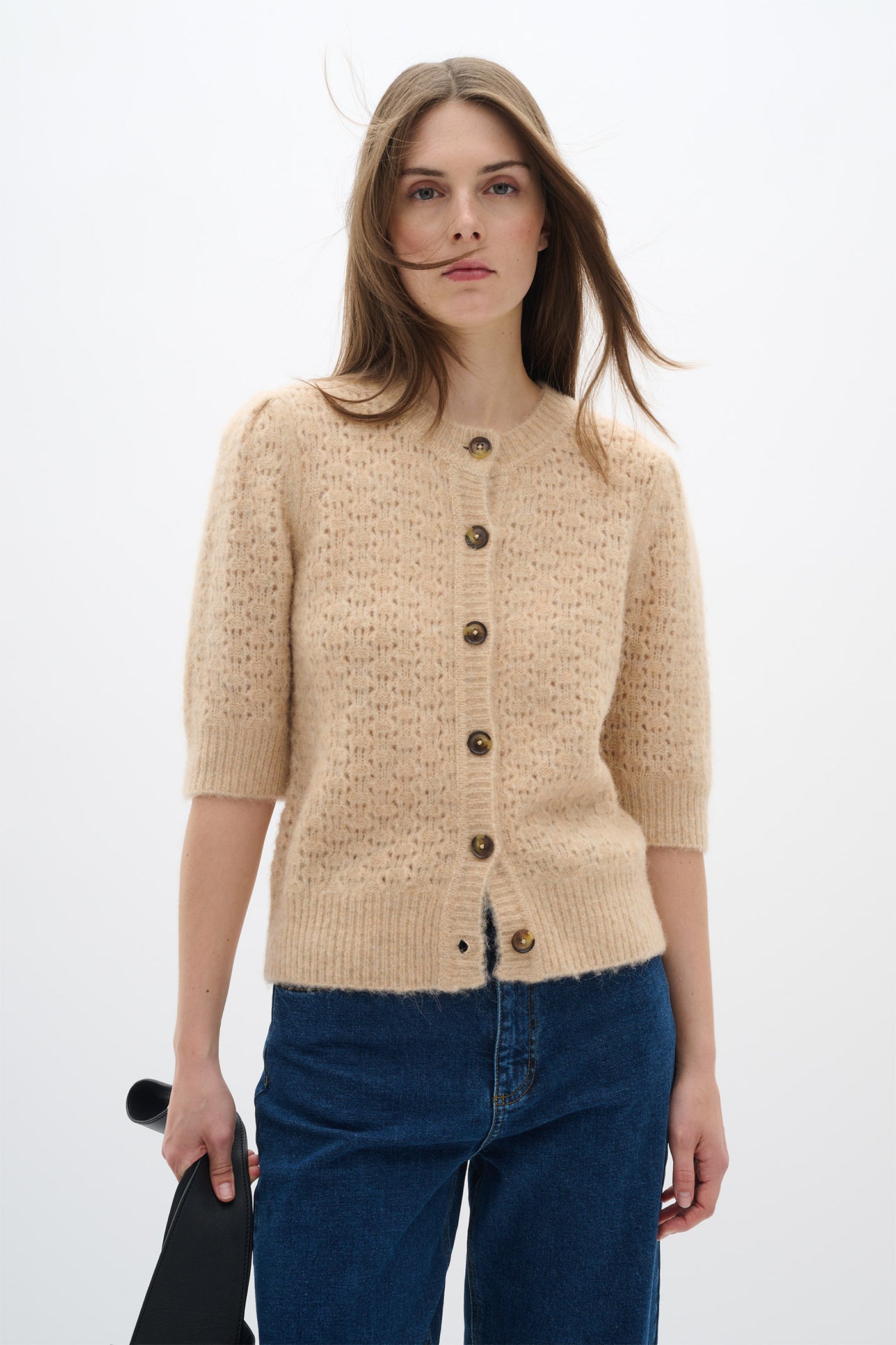 MattieIW ss Cardigan Ginger Root Melange - 30110042