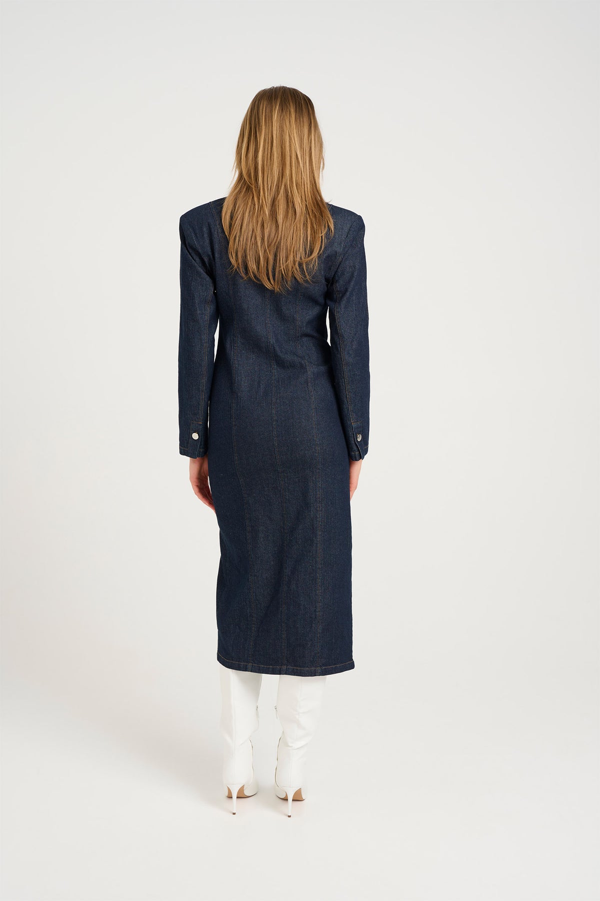 TilmaGZ LS long dress Dark blue Unwashed - 10909777