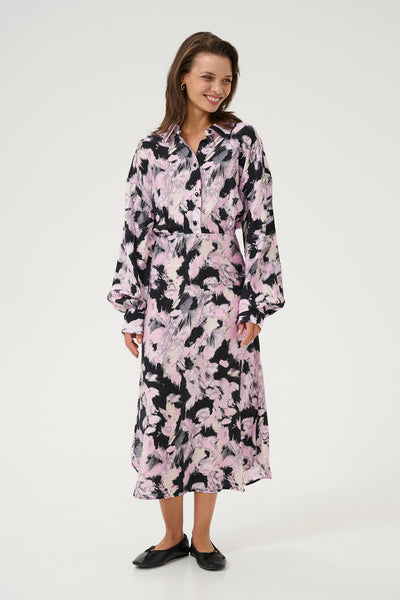 KAvictoria Shirt Dress Black/Pink Graphic Strokes - 10509350 Thumbnail