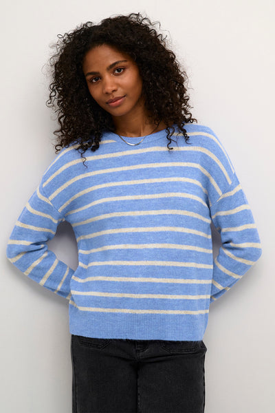KAlida Knit Pullover Blue Melange/Beige Stripe - 10509373 Thumbnail