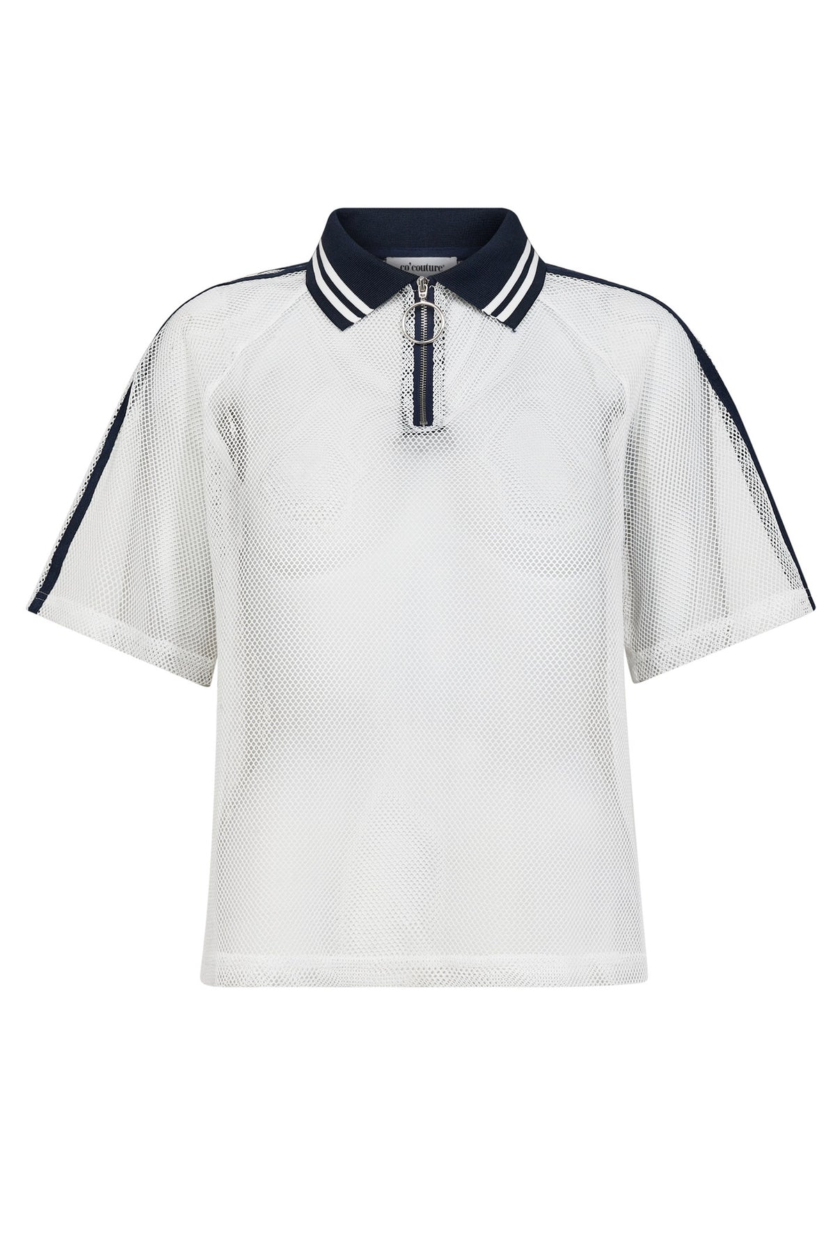 CocoCC Mesh Polo Tee 40120-WhiteNavy - 33157