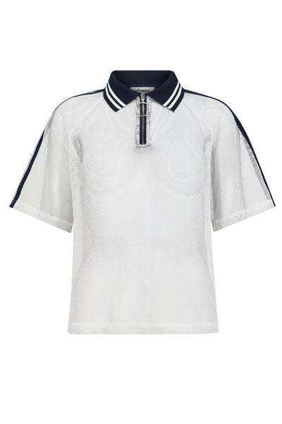 CocoCC Mesh Polo Tee 40120-WhiteNavy - 33157 Thumbnail