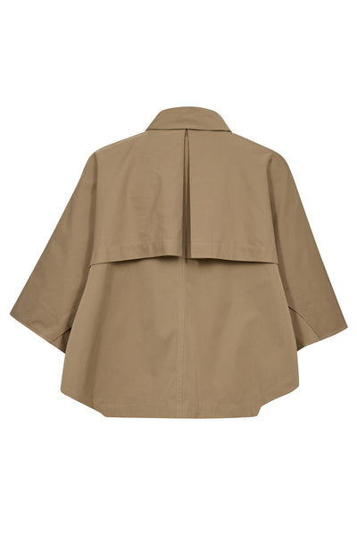FrancisCC Crop Cape Jacket 16-Khaki - 30272 Thumbnail