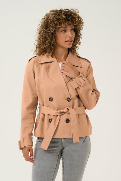 CRRea Crop Trenchcoat Cinnamon Swirl - 10613209 Thumbnail