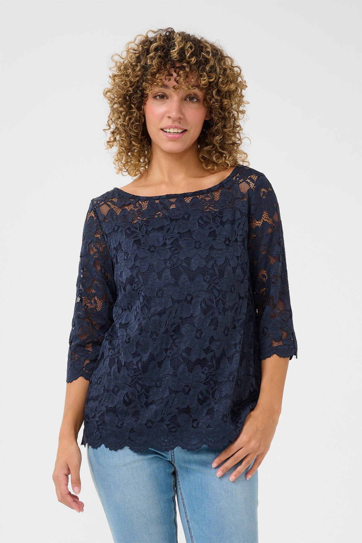 CRPria Lace Blouse Navy Blazer