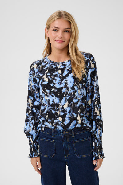 KAlura Blouse Black/Blue Graphic Strokes - 10509433 Thumbnail