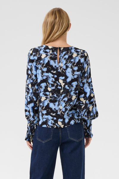 KAlura Blouse Black/Blue Graphic Strokes - 10509433 Thumbnail