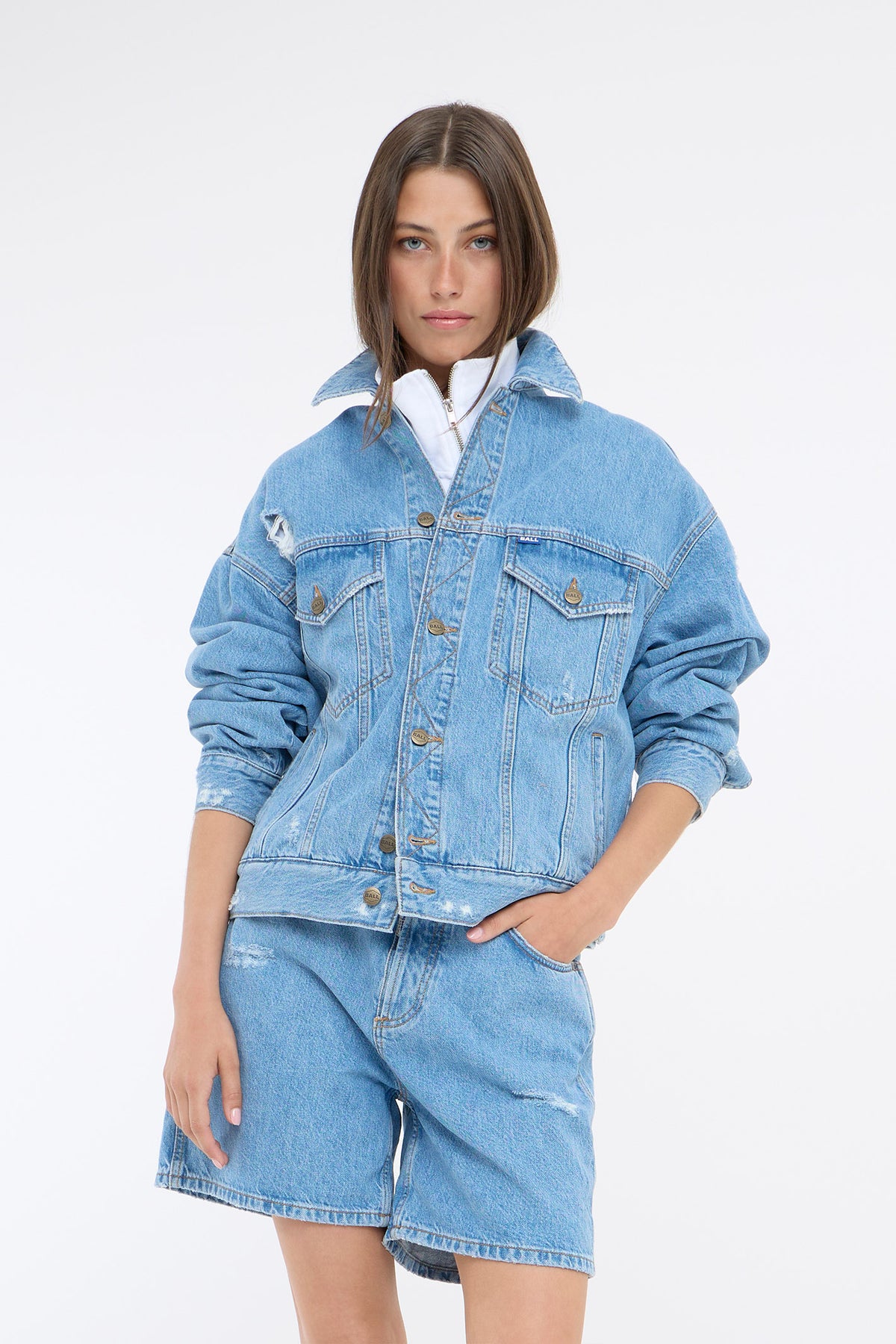 BASERRE CLASSIC DENIM JACKET Light Blue Denim - 50405172