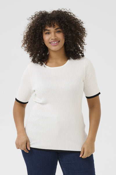 KClizzy rib contrast Pullover Chalk with Black contrast - 10583381 Thumbnail